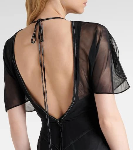 Bella缩褶露背欧根纱长礼服 商品