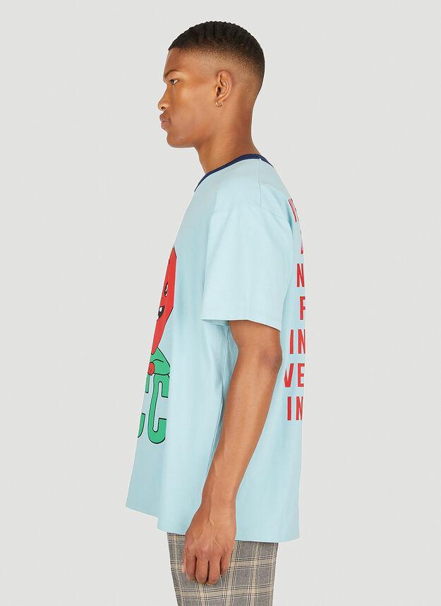 商品Gucci|Apple Print Hollywood T-Shirt in Light Blue,价格¥4311,第5张图片详细描述