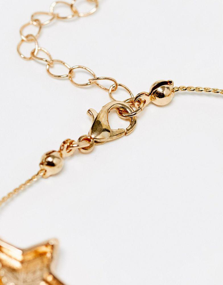 Reclaimed Vintage colourful star necklace in gold商品第3张图片规格展示