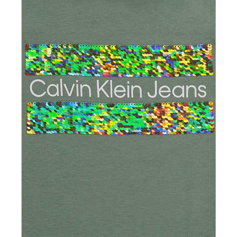 商品Calvin Klein|Big Girls Block Shine Flip-Sequin T-shirt,价格¥98,第4张图片详细描述