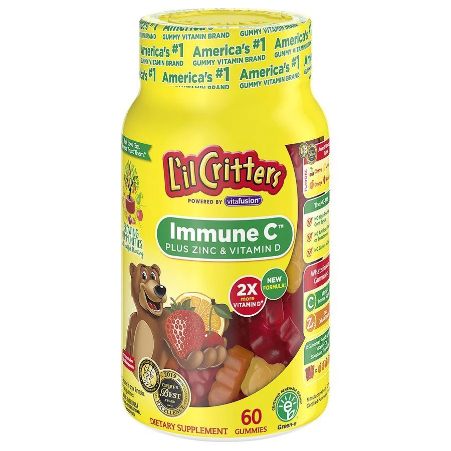 L'il Critters Immune C plus Zinc & Vitamin D Dietary Supplement Gummy Bears 1