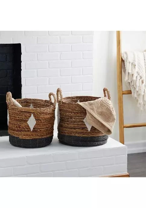 商品Monroe Lane|Contemporary Banana Leaf Storage Basket - Set of 2,价格¥2606,第3张图片详细描述