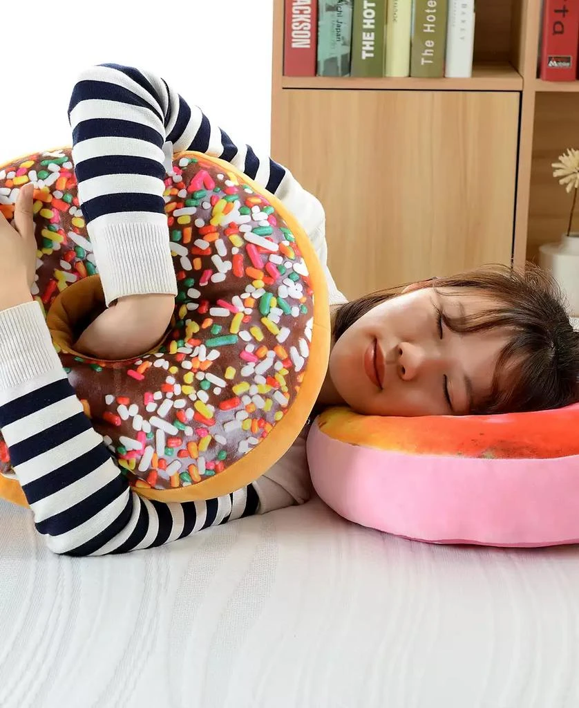 Reversible Photoreal Donut Decorative Pillow, 16" Round 商品