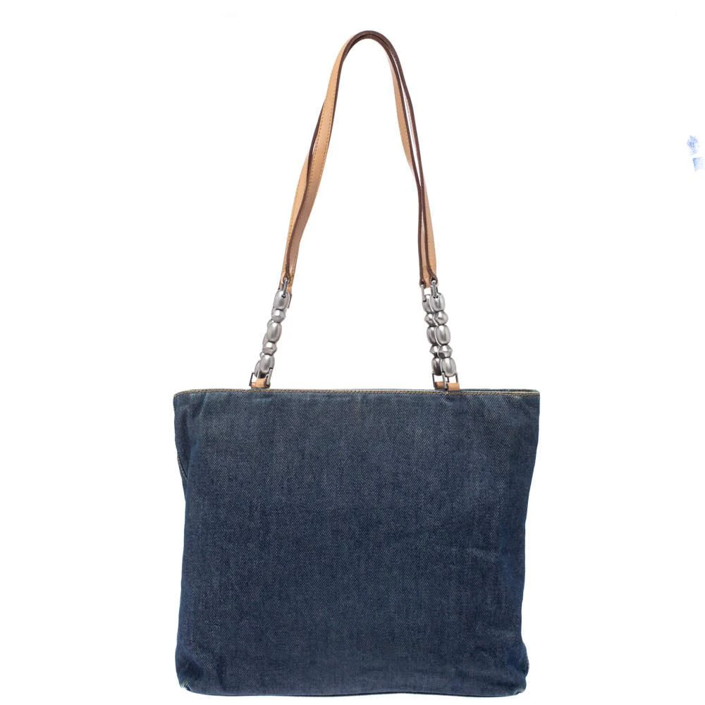 商品[二手商品] Dior|Dior Blue Denim and Leather Maris Pearl Tote,价格¥4590,第4张图片详细描述