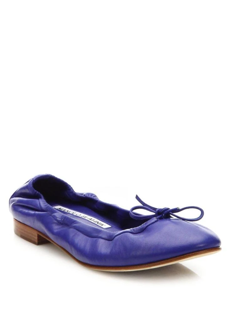 商品Manolo Blahnik|Tobaly Leather Ballet Flats,价格¥1649,第1张图片