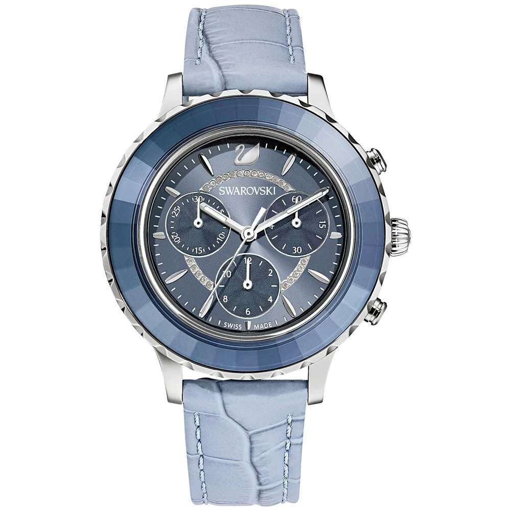 商品Swarovski|Women's Swiss Chronograph Octea Lux Blue Crocodile Leather Strap Watch 38mm,价格¥3238,第1张图片