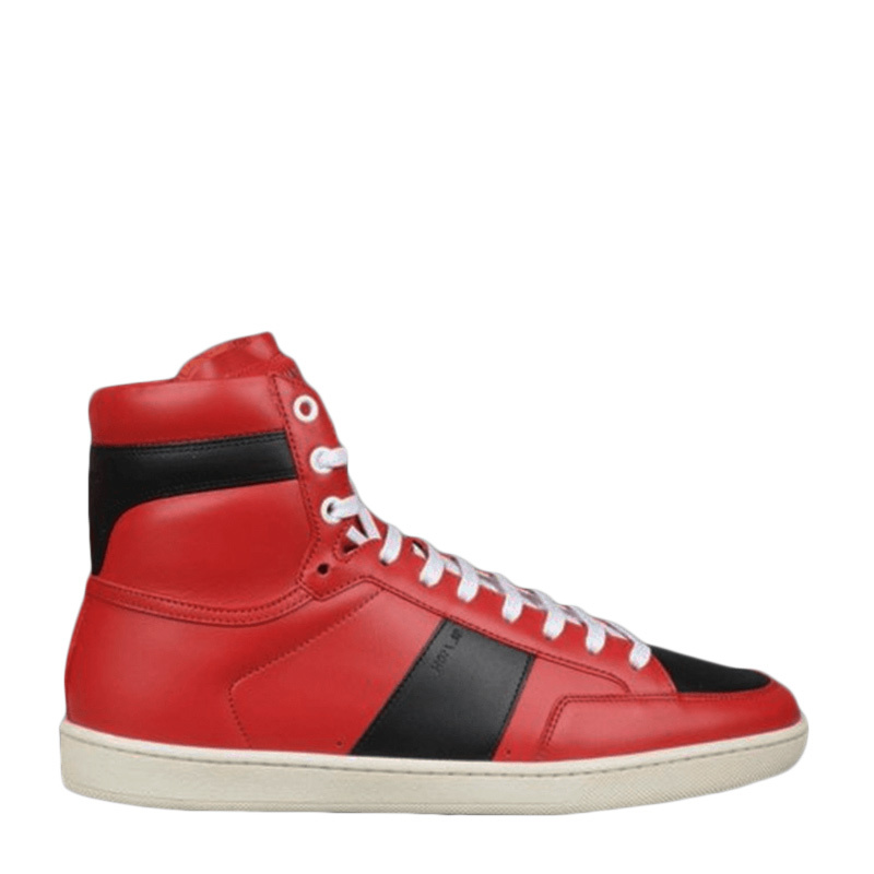 商品Yves Saint Laurent|YSL 圣罗兰 男士红色拼色牛皮高帮板鞋 345416-AQI10-6530,价格¥1330,第1张图片