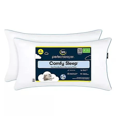 商品Serta|Serta Perfect Sleeper Comfy Sleep Eco-Friendly Bed Pillow, 2 Pack, Assorted Sizes,价格¥122,第1张图片