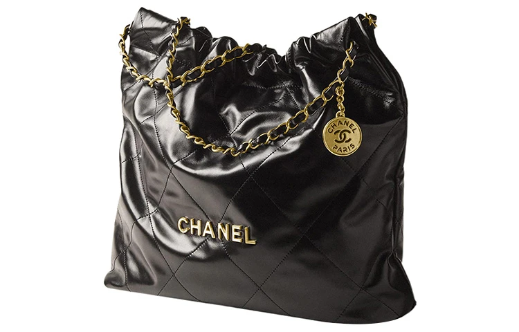 商品[国内直发] Chanel|香奈儿 22Bag 超大容量 牛皮 托特包Tote包购物袋单肩包 中号 女款 黑色金字 年度包王,价格¥52432,第3张图片详细描述