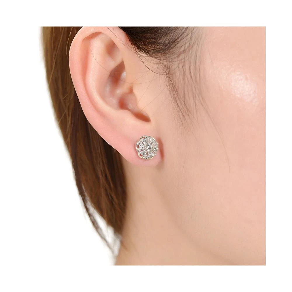 商品Rachel Glauber|White Gold Plated Cubic Zirconia Stud Earrings,价格¥393,第2张图片详细描述