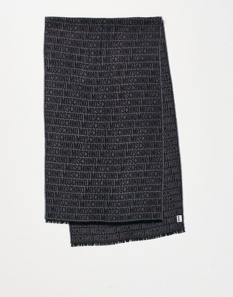 Moschino all over logo wool scarf in grey商品第1张图片规格展示