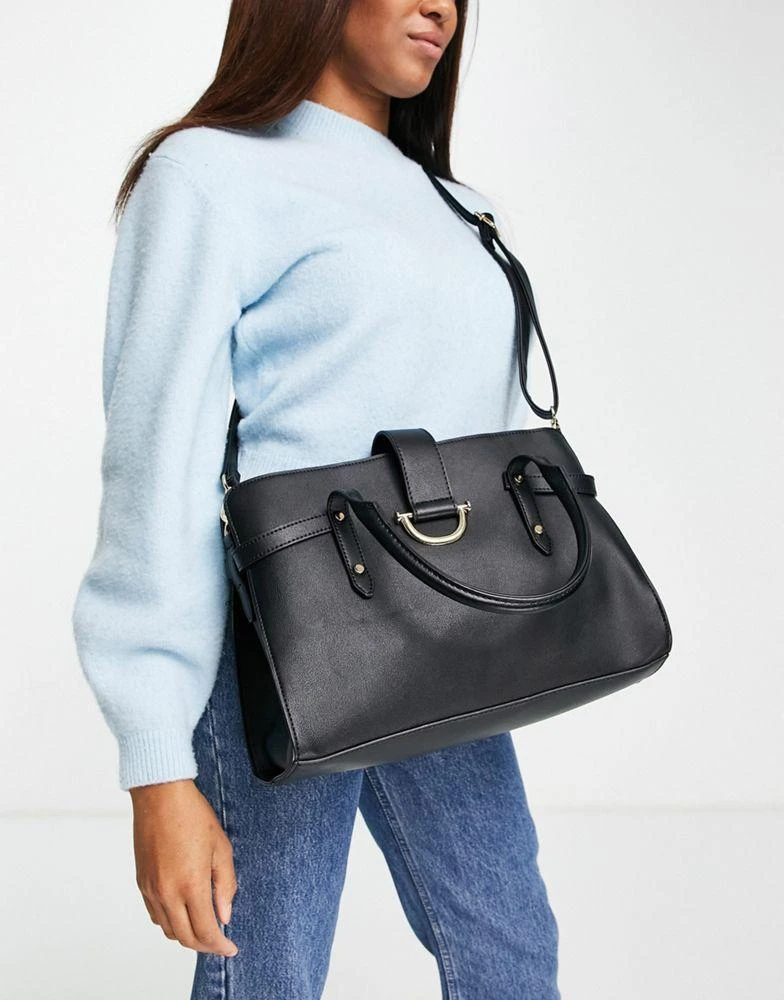 商品ASOS|ASOS DESIGN tote bag in black with gold hardware ,价格¥181,第1张图片