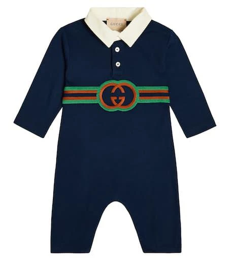 商品Gucci|婴幼儿 — Interlocking G棉质针织连身衣,价格¥4266,第1张图片