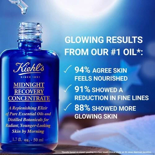 商品Kiehl's|Midnight Recovery Concentrate Moisturizing Face Oil,价格¥241,第2张图片详细描述