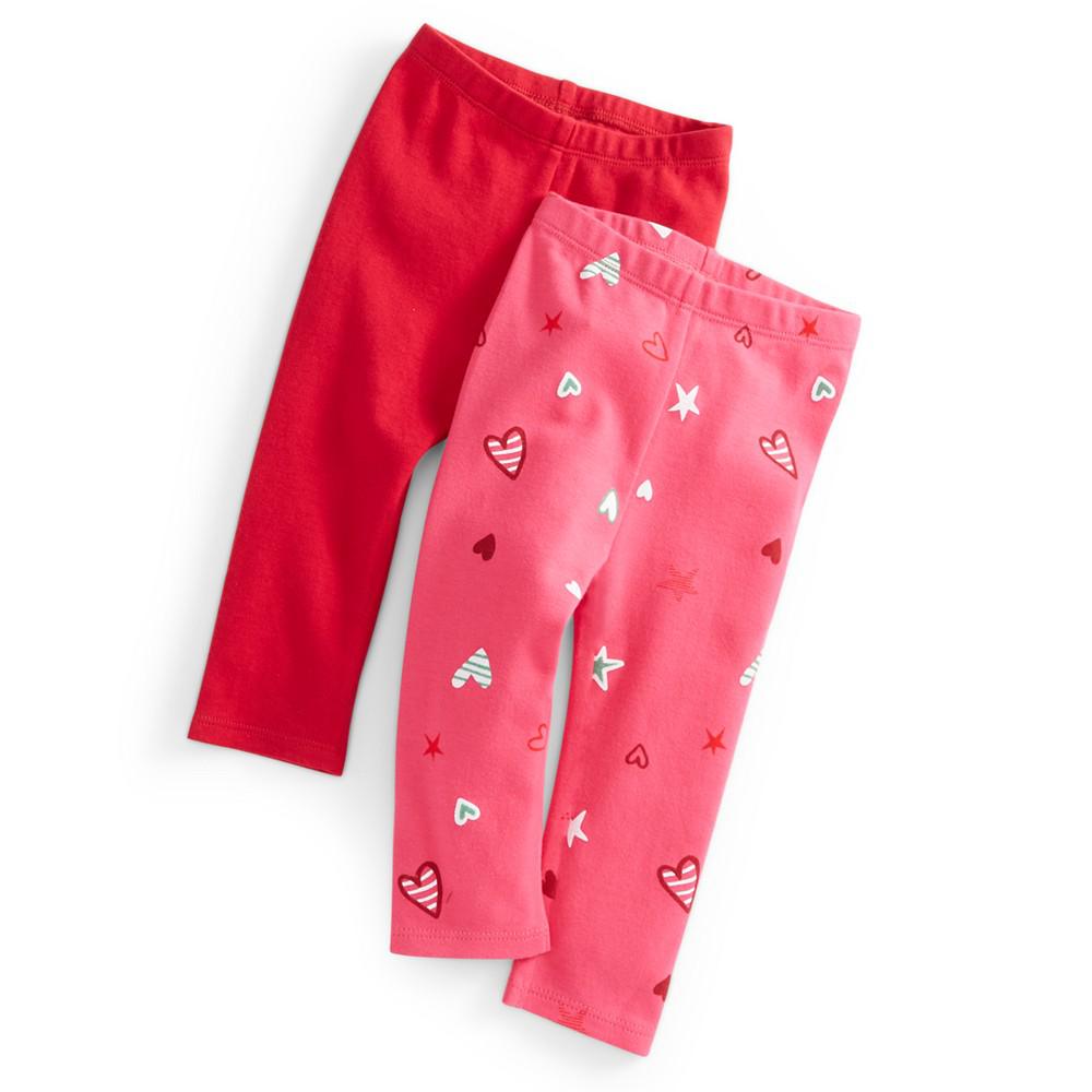 Baby Girls 2-Pk. Solid & Heart-Print Leggings, Created for Macy's商品第1张图片规格展示