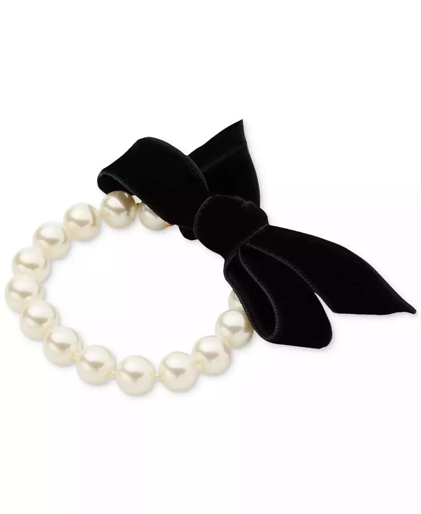 商品Kate Spade|Gold-Tone Velvet Bow Imitation Pearl Stretch Bracelet,价格¥520,第1张图片