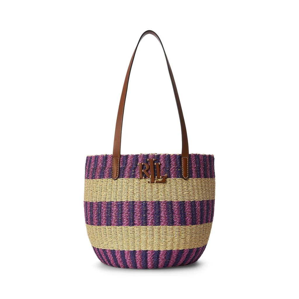 商品Ralph Lauren|Striped Straw Medium Hartley Tote Bag,价格¥1974,第1张图片