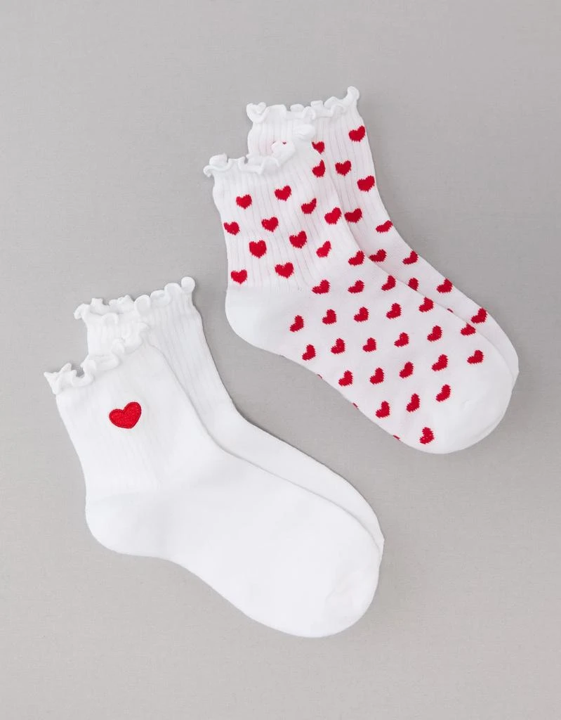 商品AE|AE Heart Ruffle Sock 2-Pack,价格¥97,第3张图片详细描述