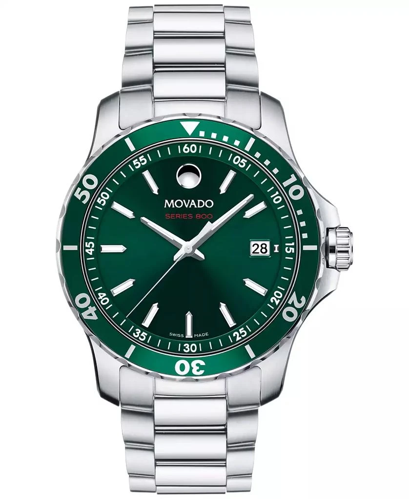 商品Movado|Men's Swiss Series 800 Stainless Steel Bracelet Diver Watch 40mm,价格¥6228,第1张图片