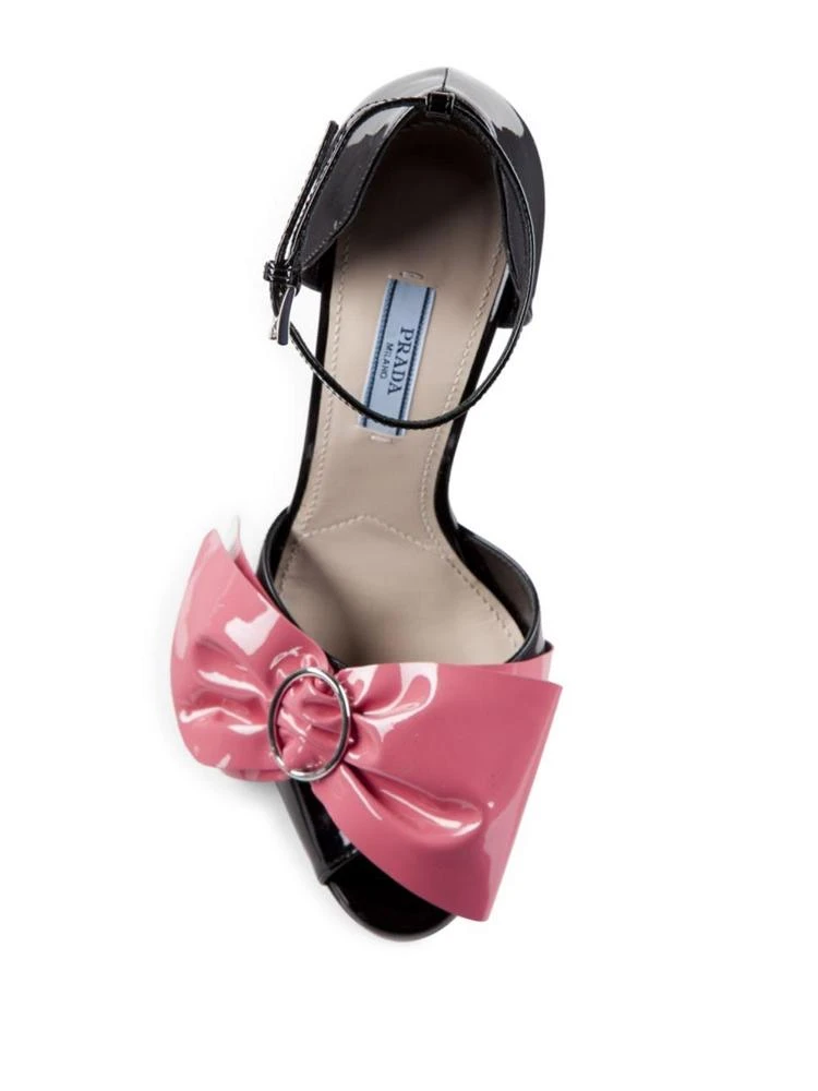 商品Prada|Patent Leather Bow Peep Toe Sandals,价格¥2623,第4张图片详细描述