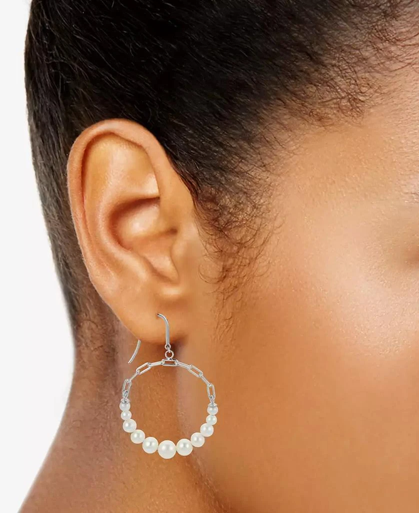 商品Macy's|Cultured Freshwater Pearl (3-1/2 - 6-1/2mm) Paperclip Circle Drop Earrings in Sterling Silver,价格¥3721,第2张图片详细描述