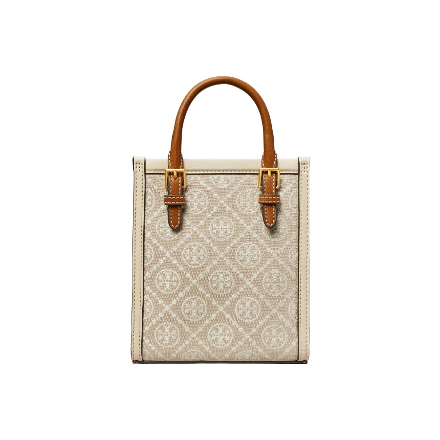 商品[国内直发] 【春节不打烊，国内现货速发】 Tory Burch|汤丽柏琦TB女包 T MONOGRAM女士迷你提花手提单肩托特包琴谱包明星同款87146 405,价格¥2829,第1张图片