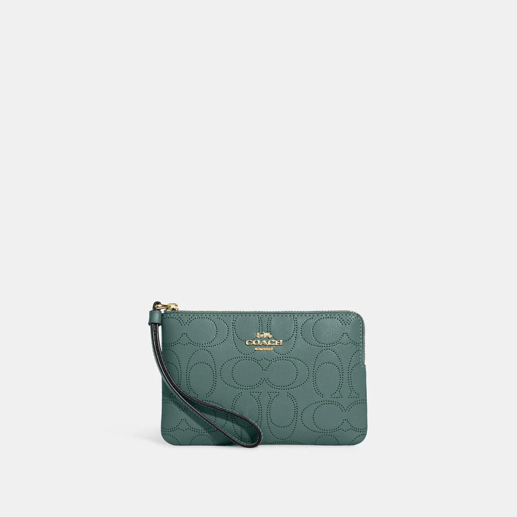 商品Coach|COACH Corner Zip Wristlet In Signature Leather,价格¥282,第5张图片详细描述