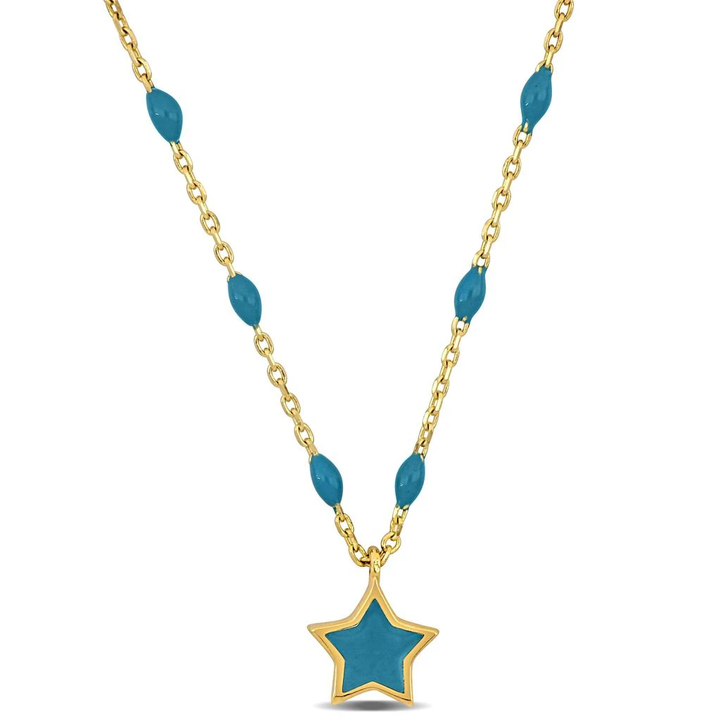 商品Mimi & Max|Womens 14K Yellow Gold Blue Star Necklace w/ Spring Ring Clasp - 16+2 in.,价格¥1442,第1张图片