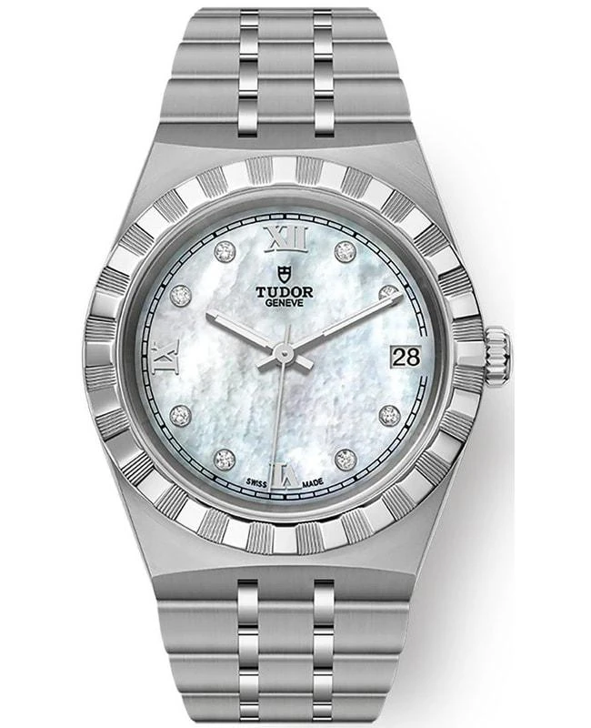 商品Tudor|Tudor Royal Mother of Pearl Diamond Dial Stainless Steel Unisex Watch M28400-0005,价格¥24863,第1张图片