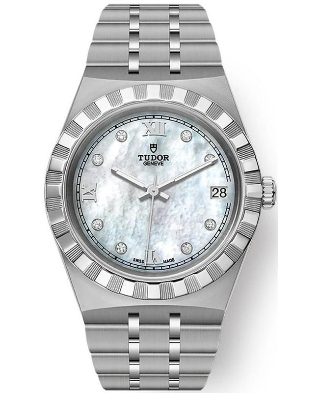 商品Tudor|Tudor Royal Mother of Pearl Diamond Dial Stainless Steel Unisex Watch M28400-0005,价格¥20439,第1张图片