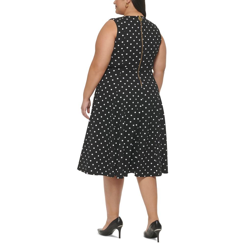 Plus Size Dot-Print Fit & Flare Dress商品第2张图片规格展示
