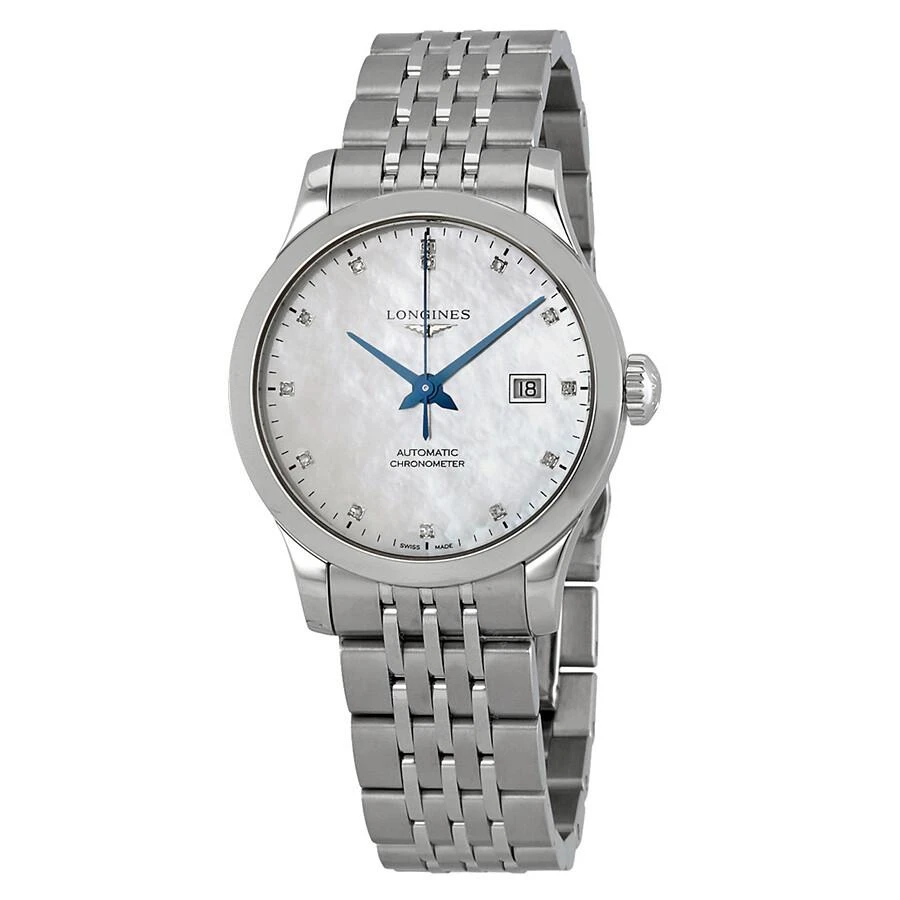 商品Longines|Record Automatic Chronometer Diamond White Mother of Pearl Dial Ladies Watch L2.321.4.87.6,价格¥12351,第1张图片