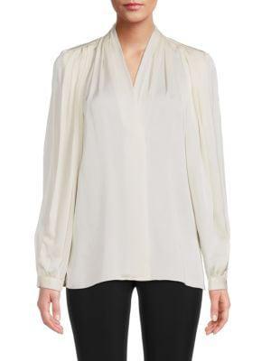 商品Tahari|Pleated Stretch Silk Blouse,价格¥862,第6张图片详细描述