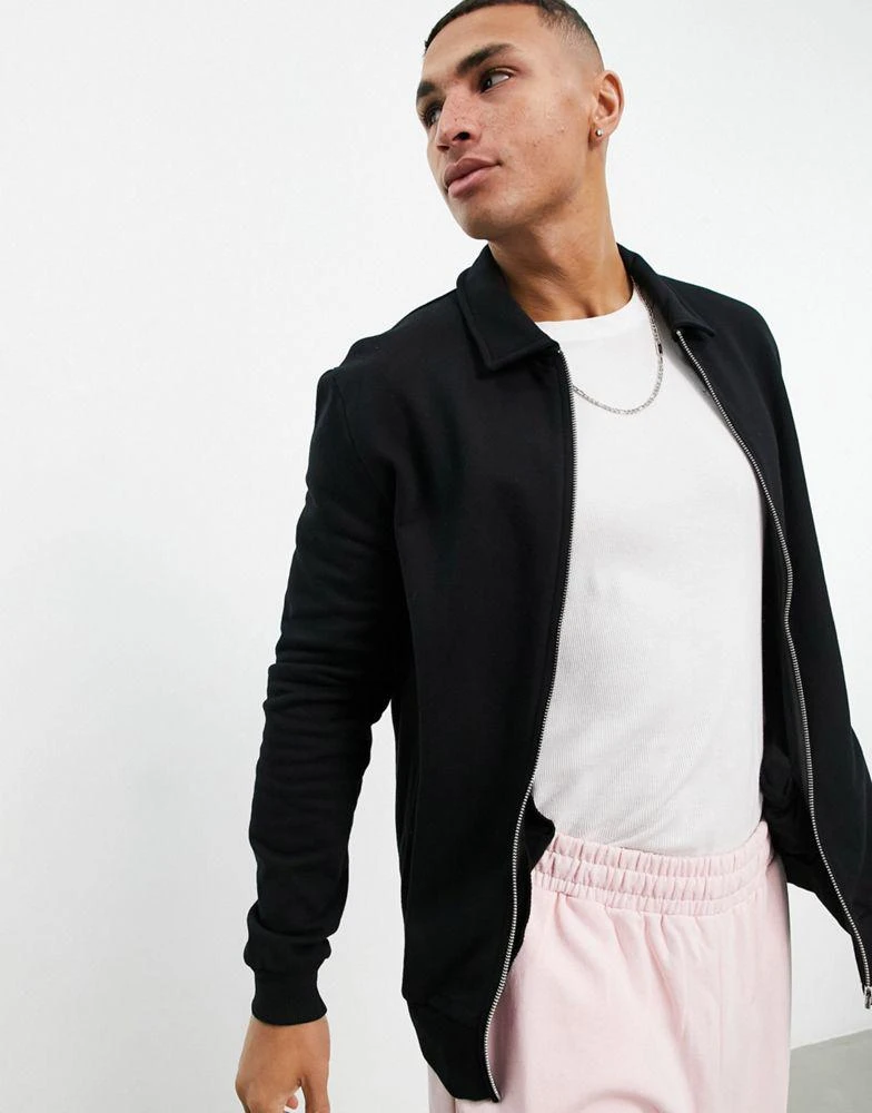 商品ASOS|ASOS DESIGN jersey harrington jacket in black,价格¥106,第3张图片详细描述