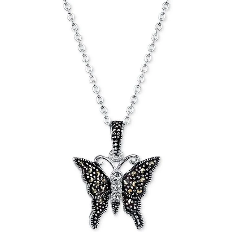 商品Unwritten|Silver-Tone Marcasite Crystal Butterfly Necklace,价格¥85,第2张图片详细描述