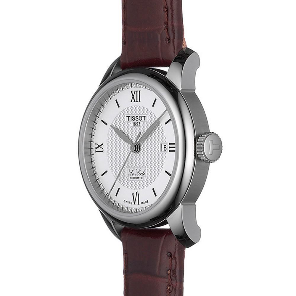 商品Tissot|Women's Swiss Automatic Le Locle Brown Leather Strap Watch 29mm,价格¥4217,第4张图片详细描述