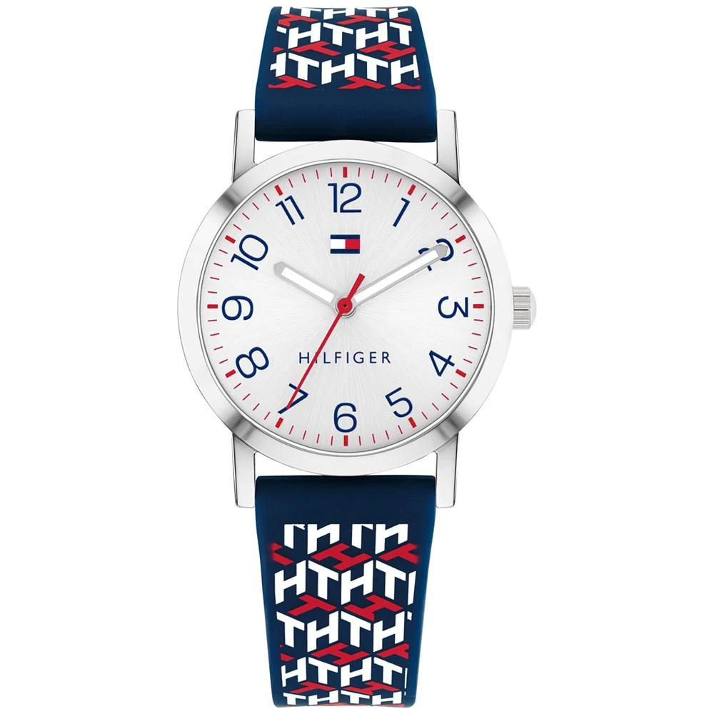商品Tommy Hilfiger|Kids' Blue TH Pattern Silicone Strap Watch 32mm,价格¥714,第1张图片