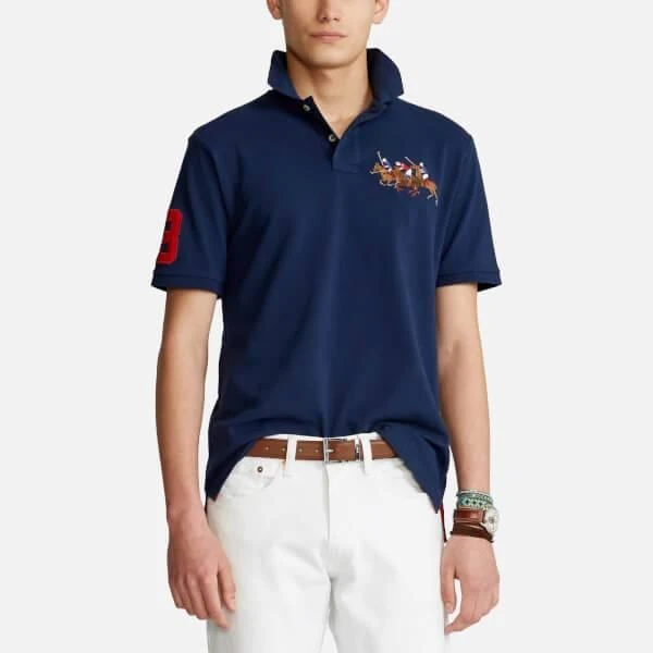 商品Ralph Lauren|Polo Ralph Lauren Men's Custom Slim Fit Triple Pony Polo Shirt,价格¥881,第1张图片详细描述