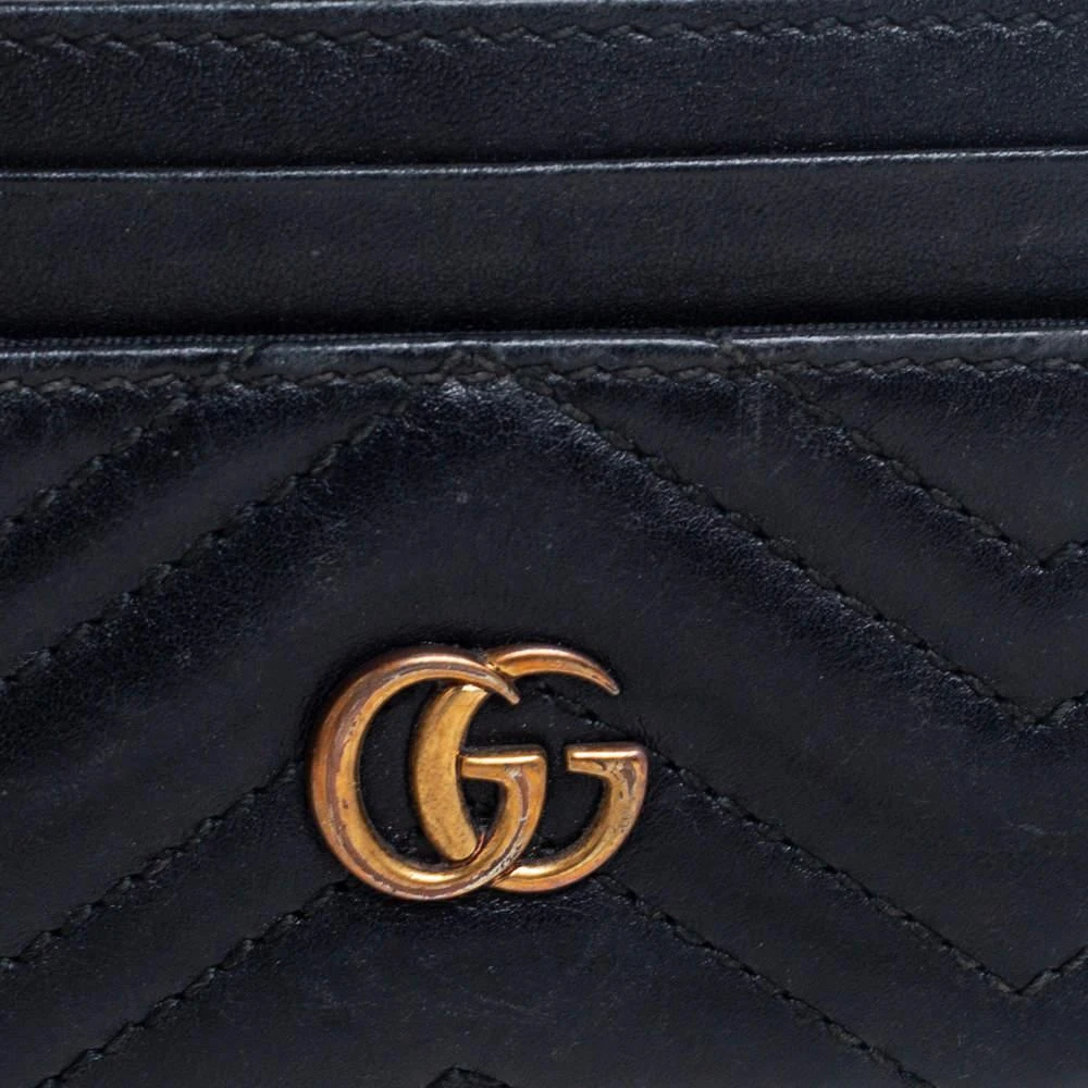 商品[二手商品] Gucci|Gucci Black Chevron Leather GG Marmont Card Holder,价格¥1005,第5张图片详细描述
