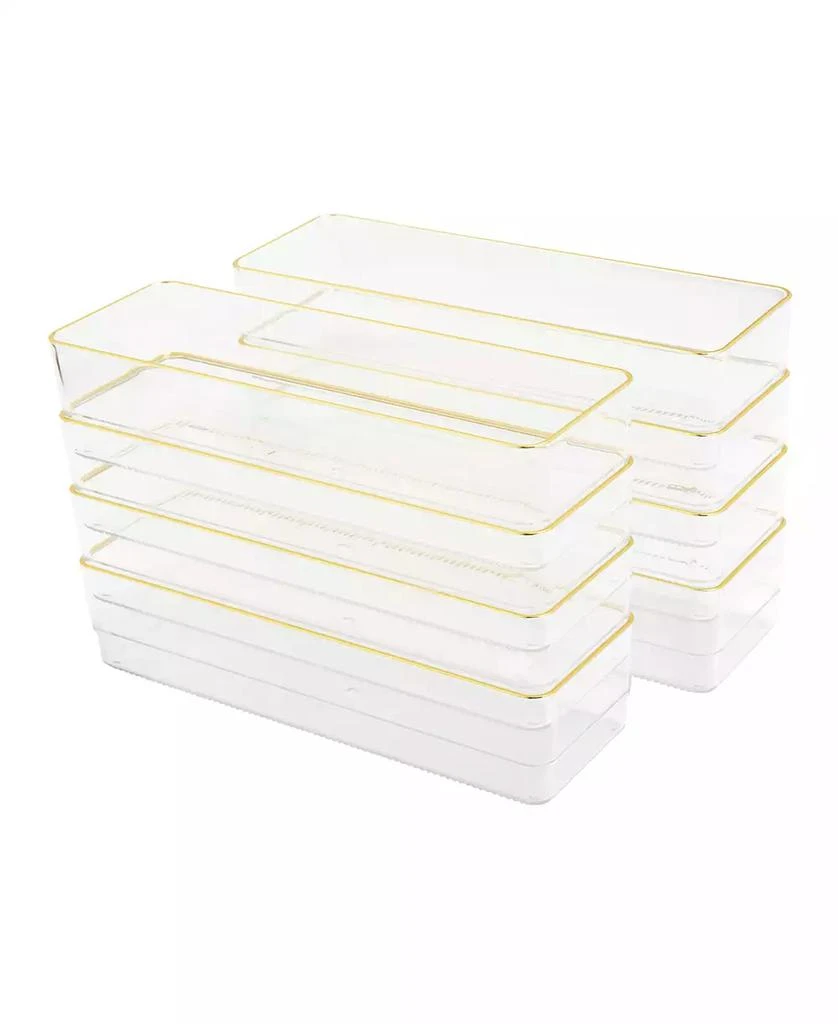 商品Martha Stewart|Kerry 8 Piece Plastic Stackable Office Desk Drawer Organizers, 9" x 3",价格¥210,第1张图片