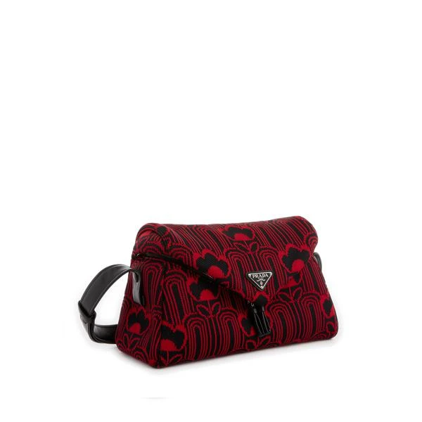 商品Prada|Jacquard knit and leather shoulder bag,价格¥14982,第1张图片