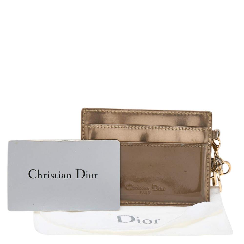 Dior Metallic Gold Micro Cannage Patent Leather Lady Dior Card Holder商品第8张图片规格展示