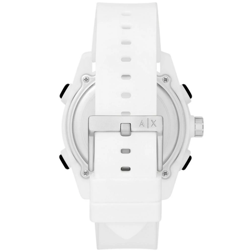 商品Armani Exchange|Men's Analog-Digital White Silicone Strap Watch,价格¥899,第3张图片详细描述