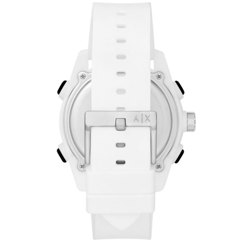商品Armani Exchange|Men's Analog-Digital White Silicone Strap Watch,价格¥1101,第5张图片详细描述