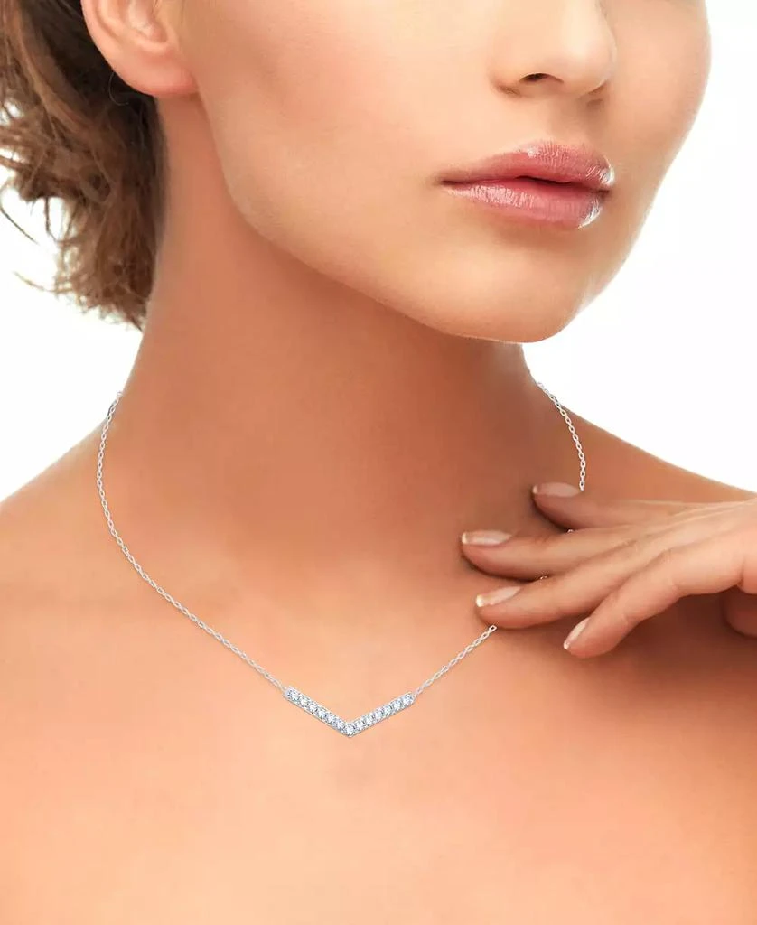 商品Macy's|Diamond Chevron 18" Statement Necklace (1/10 ct. t.w.) in Sterling Silver,价格¥468,第2张图片详细描述