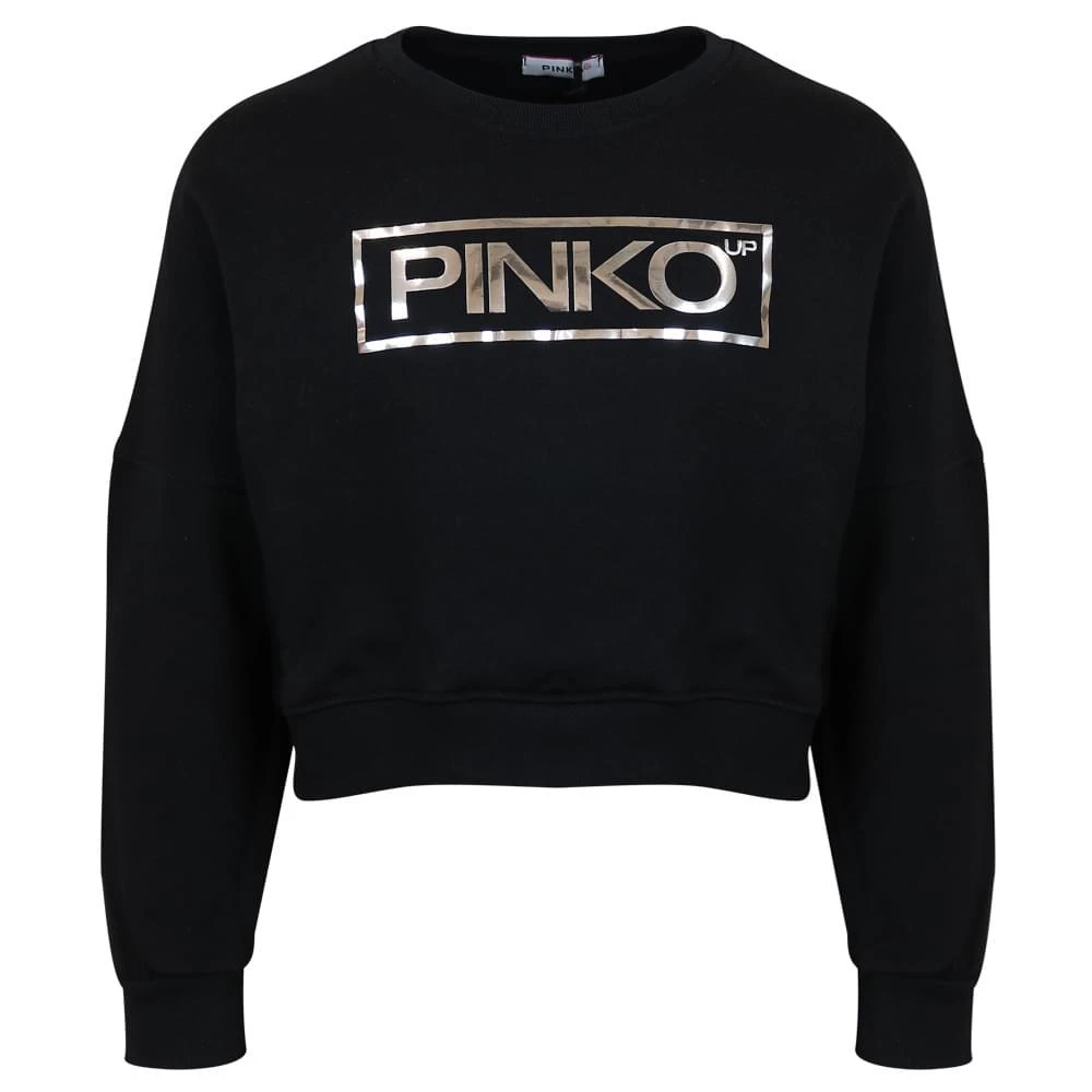 商品PINKO|Black Shiny Logo Sweatshirt,价格¥147,第1张图片