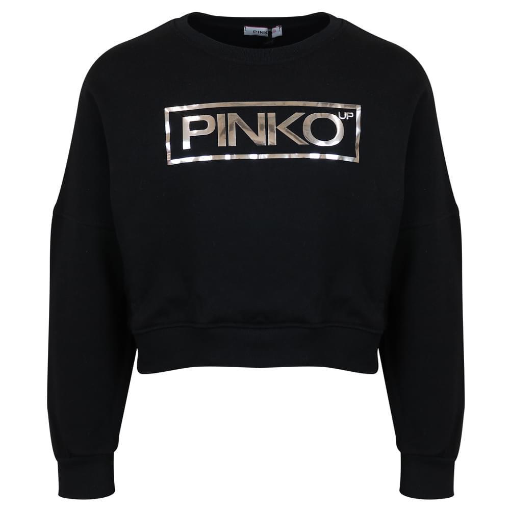 商品PINKO|Black Shiny Logo Sweatshirt,价格¥142,第1张图片