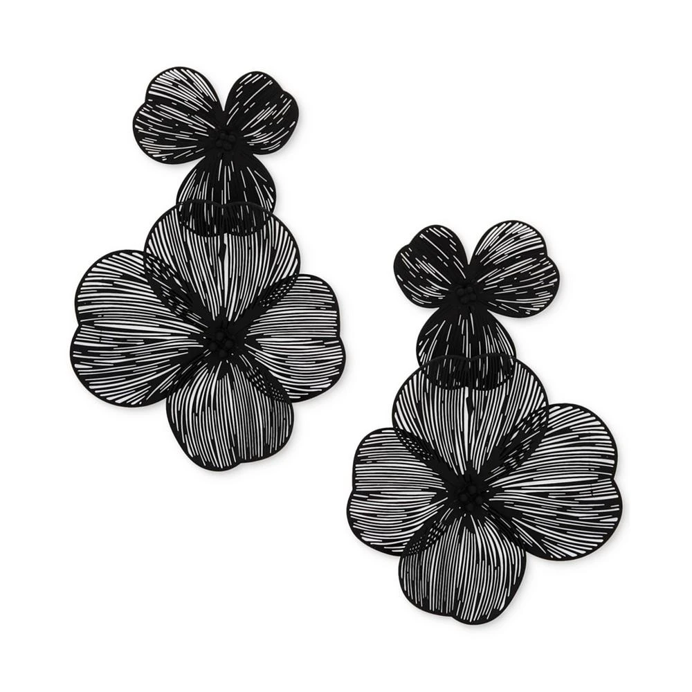 商品Lonna & Lilly|Gold-Tone Jet Pavé Openwork Flower Double Drop Earrings,价格¥253,第1张图片