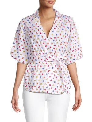 商品Tahari|Floral Puff-Sleeve Blouse,价格¥188,第1张图片