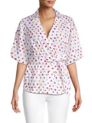 商品Tahari|Floral Puff-Sleeve Blouse,价格¥252,第1张图片